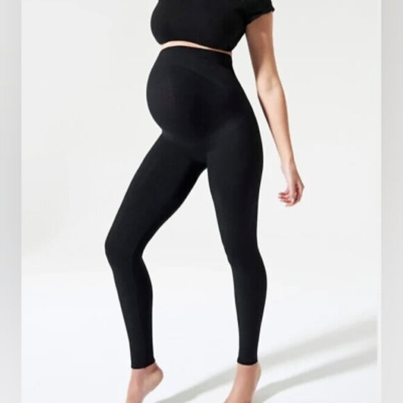 Blanqi Maternity High Rise Compression Belly Support Black Leggings L - Picture 1 of 7